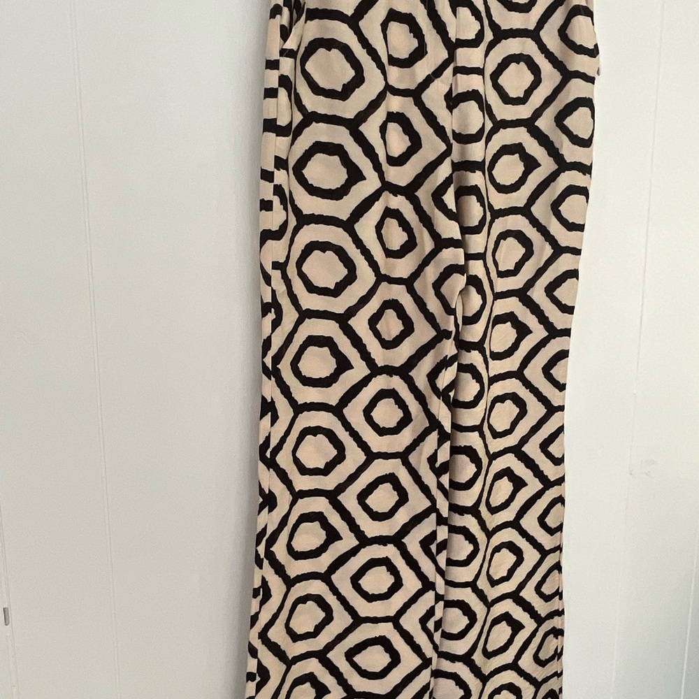 NWOT Sincerely Jules Black & Cream Geometric Wide Leg PantS Trousers Size Large - Picture 9 of 12